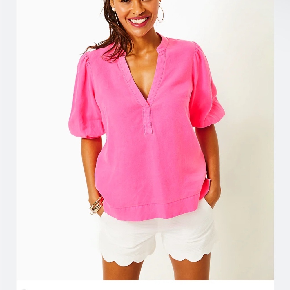 Lilly Pulitzer Pink Relaxed Short Sleeve Blouse